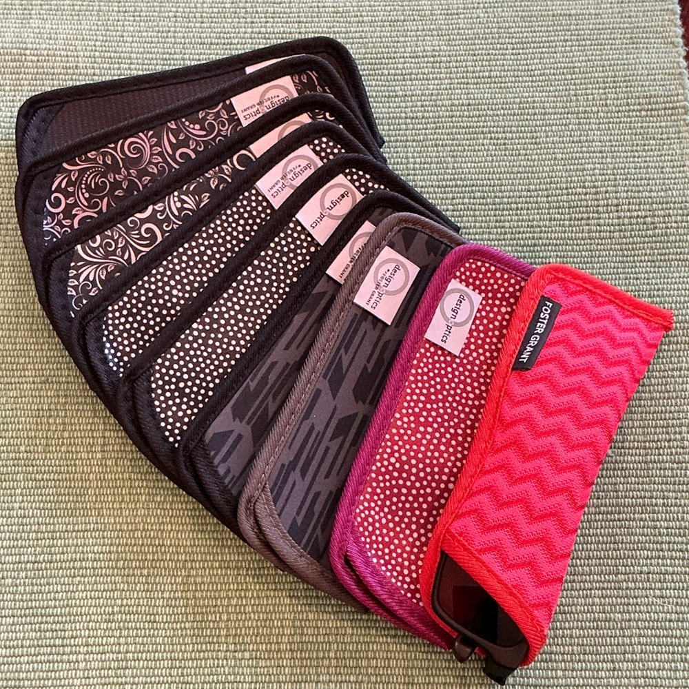 Foster Grant Red and Gray Patterned Cases